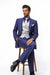 Men'S Two Toned Trimmed Jacket With Matching Satin Vest And Hankie Purple