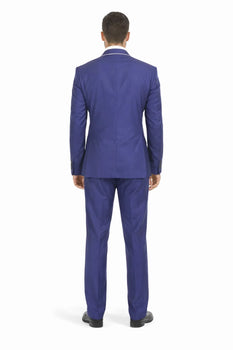 Men'S Two Toned Trimmed Jacket With Matching Satin Vest And Hankie Purple