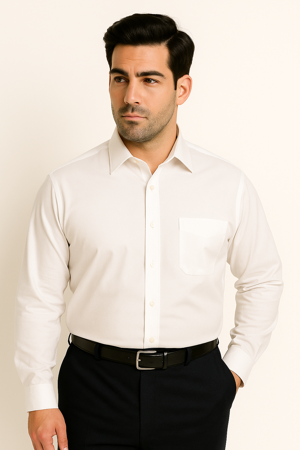 Men'S Wrinkle Free French Cuff Dress Shirt Spread Collar Men'S Dress Shirt Ecru / Large 16.5” Neck / 34-35” Sleeve