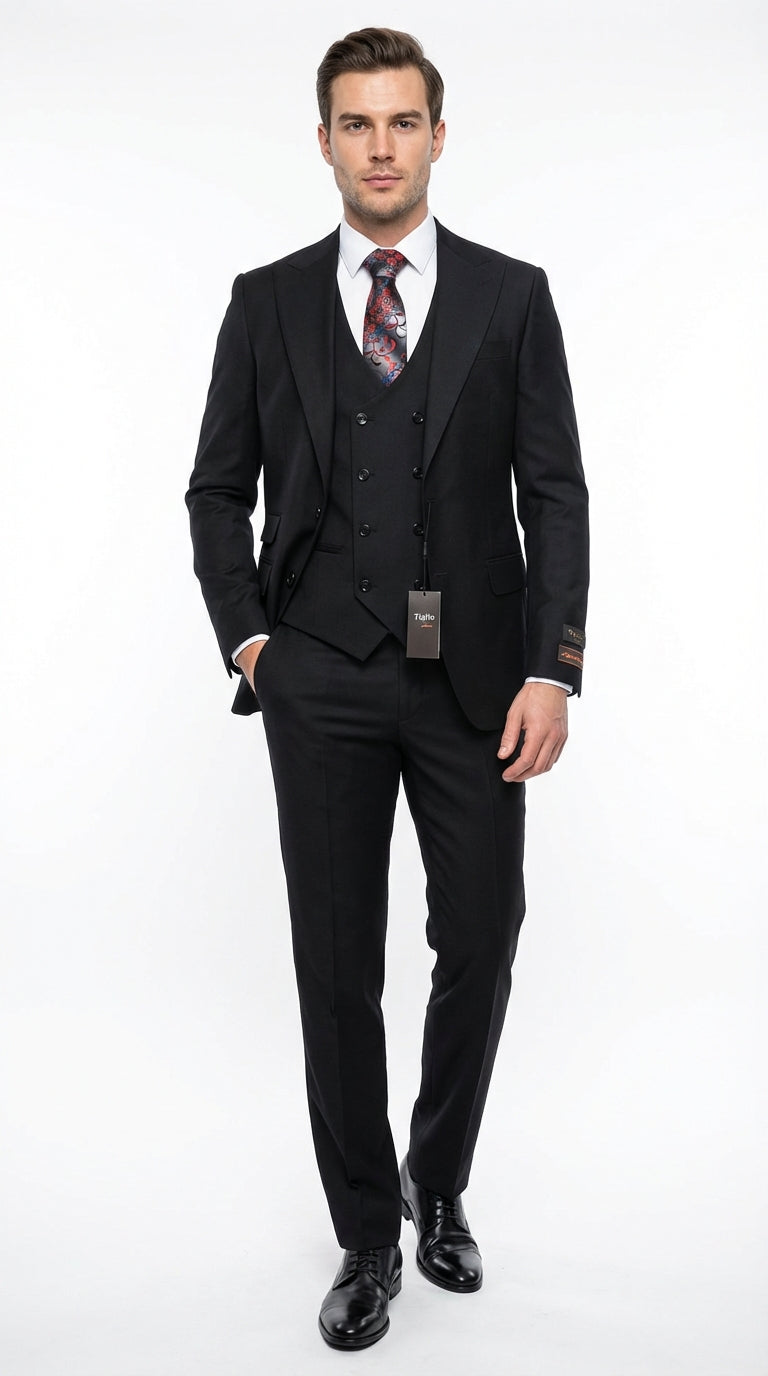 black dress in store Blackwell Black Plain Slim Fit Three Piece Suit main image 1