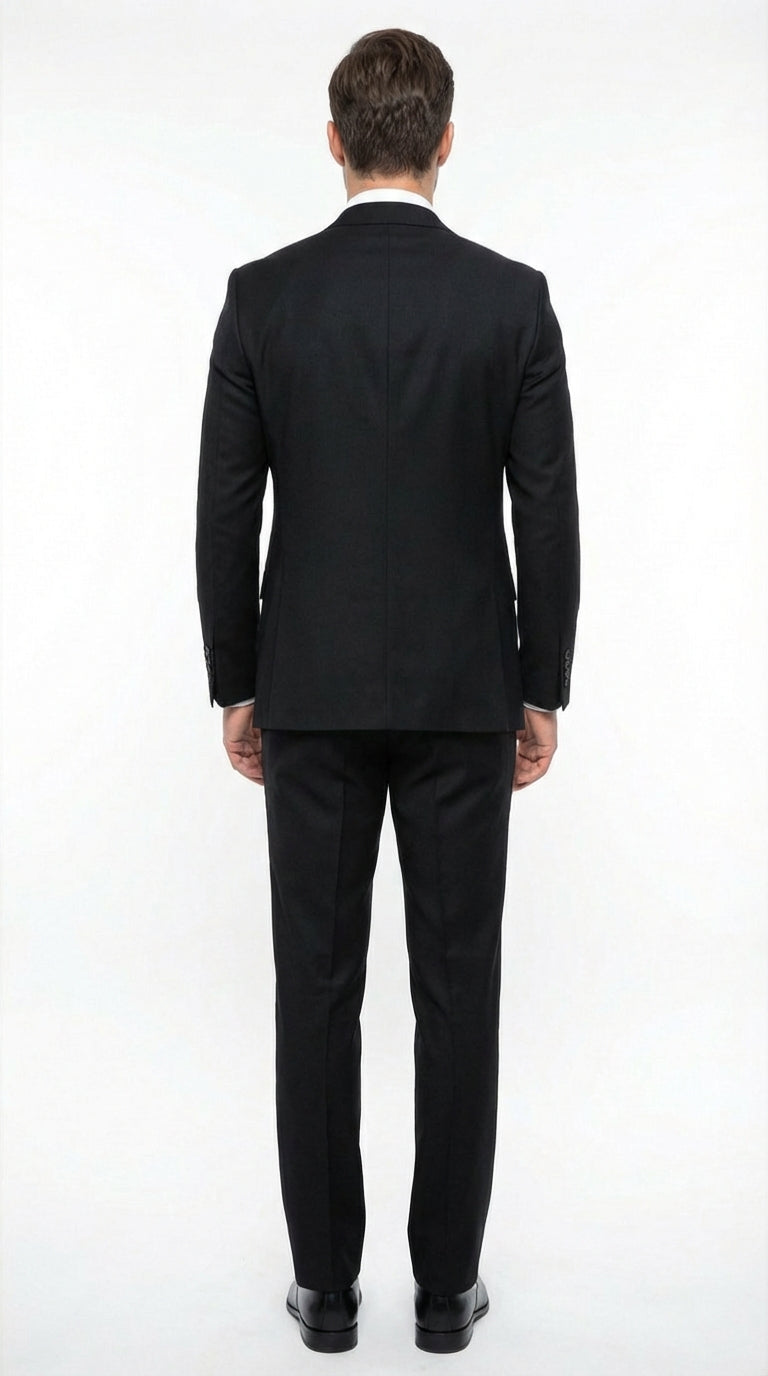 Tiglio Men’s Black 3 Piece Suit – Classic Formal Business Suit with Vest for Wedding and Special Occasion
