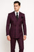 Burgundy Plaid Suit for Men – Rossiman Double-Breasted Windowpane Two-Piece