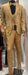 Men's Gold Floral Brocade Three-Piece Suit with Vest and Bow Tie