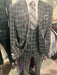 Men’s Gray Checkered 3 Piece Double-Breasted Suit – Slim Fit Formal Outfit - Vested Glend Plaid Pattern Checkered