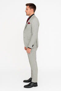 Men's Grey and Black Pinstripe Three-Piece Suit 1920s Suit Gangster Stripe Vintage Look