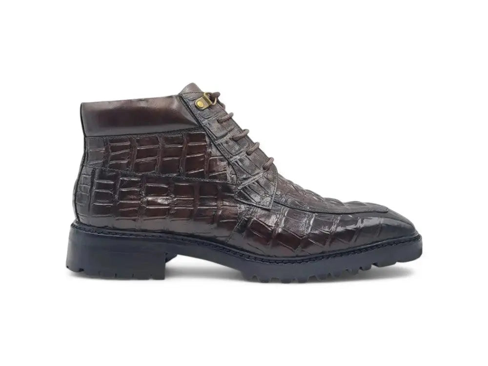 Men's Lace-up Boots Alligator Embossed - Image 10