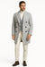 Men's Light Gray Double-Breasted Overcoat with Windowpane Vest – 3-Piece Wool Fabric By Alberto Nardoni