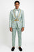 Men's Mint Green - Sage and Gold Trim Collar Floral Brocade Blazer with Gold Embellishments Prom Suit