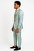 Men's Mint Green - Sage and Gold Trim Collar Floral Brocade Blazer with Gold Embellishments Prom Suit