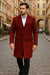 Tartan New Year Christmas Holiday Men’s Red and Black Houndstooth Overcoat – Classic Wool Long Coat - Christmas Tartan Coat