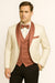 Men's White and Rose Gold Tuxedo with Mauve Satin Vest and Bow Tie – Elegant Formalwear for Weddings and Events
