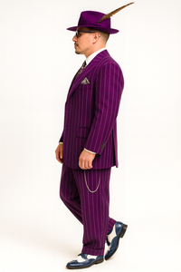 Purple Pinstripe Zoot Suit  3 Piece 1920s/1930s Gangster Outfit (Jacket and Pants and Vest)  Vintage Fashion