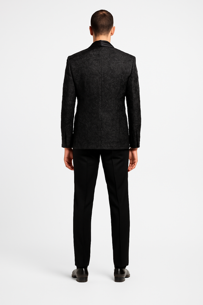 Men's 1 Button Slim Fit Satin Shawl Lapel Black Dinner Jacket - Image 3
