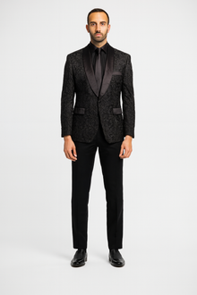 Men's 1 Button Slim Fit Satin Shawl Lapel Black Dinner Jacket