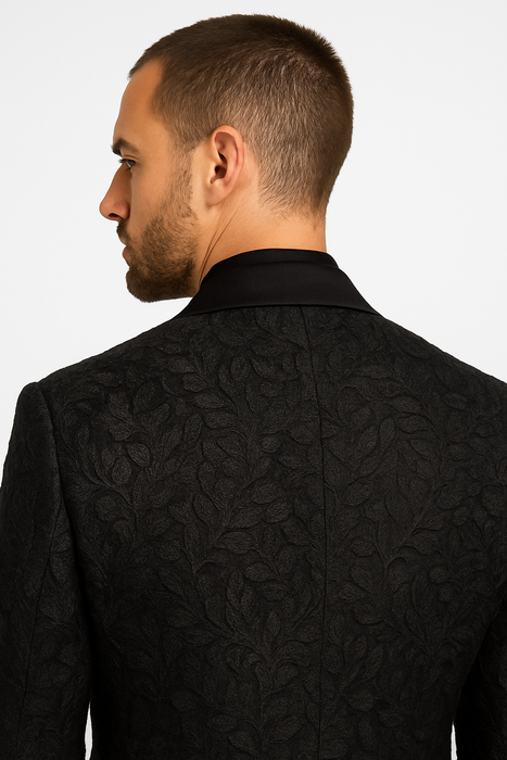 Men's 1 Button Slim Fit Satin Shawl Lapel Black Dinner Jacket