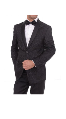Men's 2 Button Floral Black Satin Shawl Lapel Slim Fit Cheap Priced Blazer Jacket For Men Sportcoat