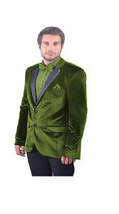 Men's 2 Button Olive Green Satin  Cheap Priced Designer Fashion Dress Casual Blazer On Sale Velvet Blazer
