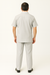 Men's 2 Piece Big Size Grey Linen Short Sleeve Casual Outfit Casual Two Piece Mens Walking Outfit For Sale Pant Sets Suit