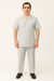 Men's 2 Piece Big Size Grey Linen Short Sleeve Casual Outfit Casual Two Piece Mens Walking Outfit For Sale Pant Sets Suit