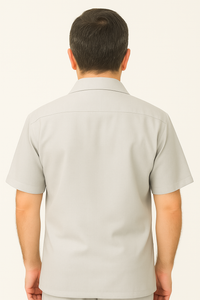 Men's 2 Piece Big Size Grey Linen Short Sleeve Casual Outfit Casual Two Piece Mens Walking Outfit For Sale Pant Sets Suit