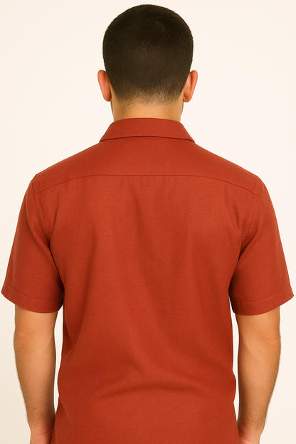 Men's 2 Piece Red Linen Short Sleeve Casual Two Piece Mens Walking Outfit For Sale Pant Sets Casual Big Size Suit - Image 6