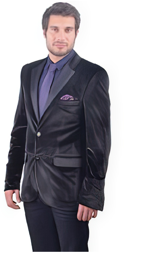 Men'S Satin Lapel Classic Slim Fit Tuxedo With Flat-Front Pants Navy main image 1