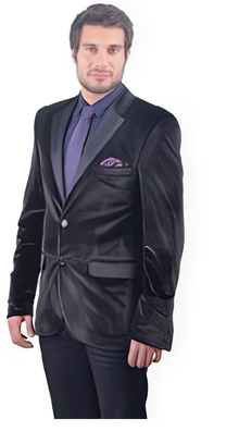 Men's Black Fitted Tuxedo Satin Lapel
