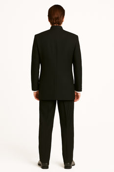 Men's Black Mandarin Collar Nehru Jacket - Image 3