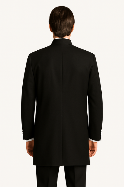 Men's Black Mandarin Collar Nehru Jacket - Image 6