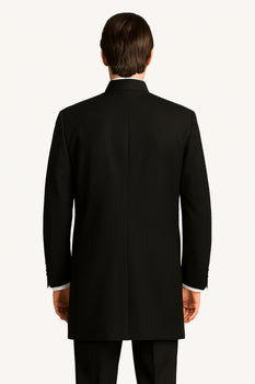 Men's Black Mandarin Collar Nehru Jacket - Image 6