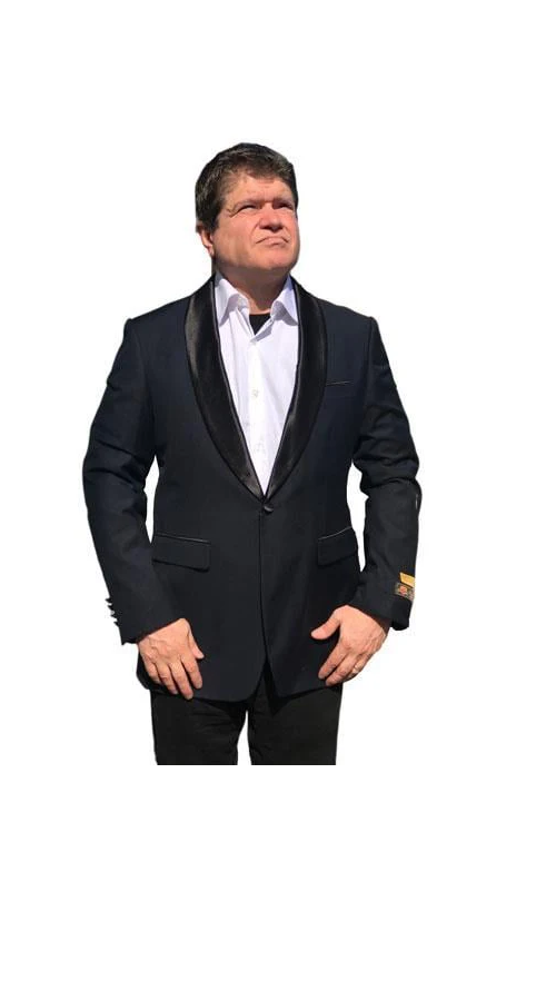Men's Black One Button Satin Shawl Lapel Blazer