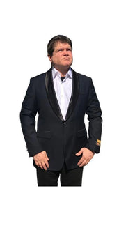 Men's Black One Button Satin Shawl Lapel Blazer
