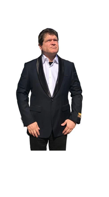 Men's Black One Button Satin Shawl Lapel Blazer