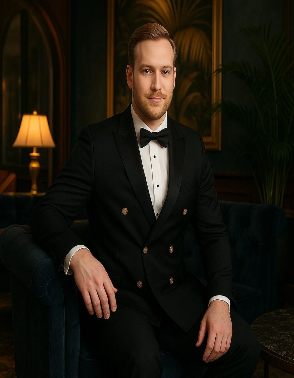 Mensusa Men’s Black Double-Breasted Tuxedo – Classic Shawl Lapel Suit with Gol ...