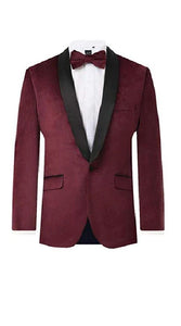 Men's Burgundy Velvet 2 Piece Tuxedo Regular Fit