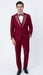 Men's Burgundy and White Embellished Tuxedo Suit – Slim Fit 3-Piece Formal Wedding, Prom, and Gala Outfit