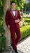 Men's Burgundy and White Embellished Tuxedo Suit – Slim Fit 3-Piece Formal Wedding, Prom, and Gala Outfit