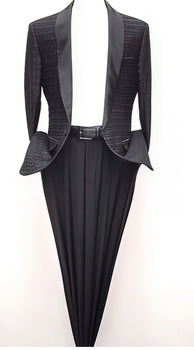 Men's Cheap Priced Black Fashion Shiny Woven Pattern Fully Lined Jackets