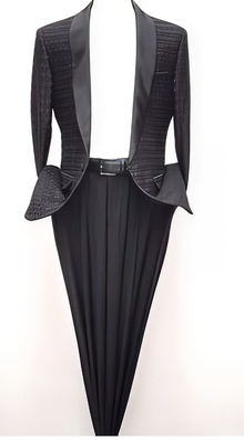 Men's Cheap Priced Black Fashion Shiny Woven Pattern Fully Lined Jackets