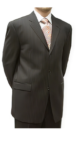 Men's Dark Brown Pinstripe 3 Buttons Men's 100% Super 140's Worsted poly~rayon