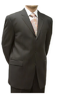 Men's Dark Brown Pinstripe 3 Buttons Men's 100% Super 140's Worsted poly~rayon