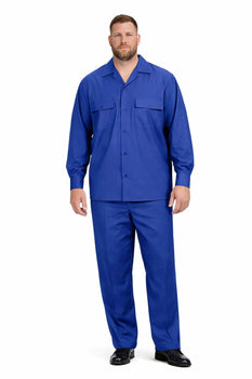 Mens Luxury Sapphire Blue Wool Two-Piece Leisure Walking Suit - Image 6