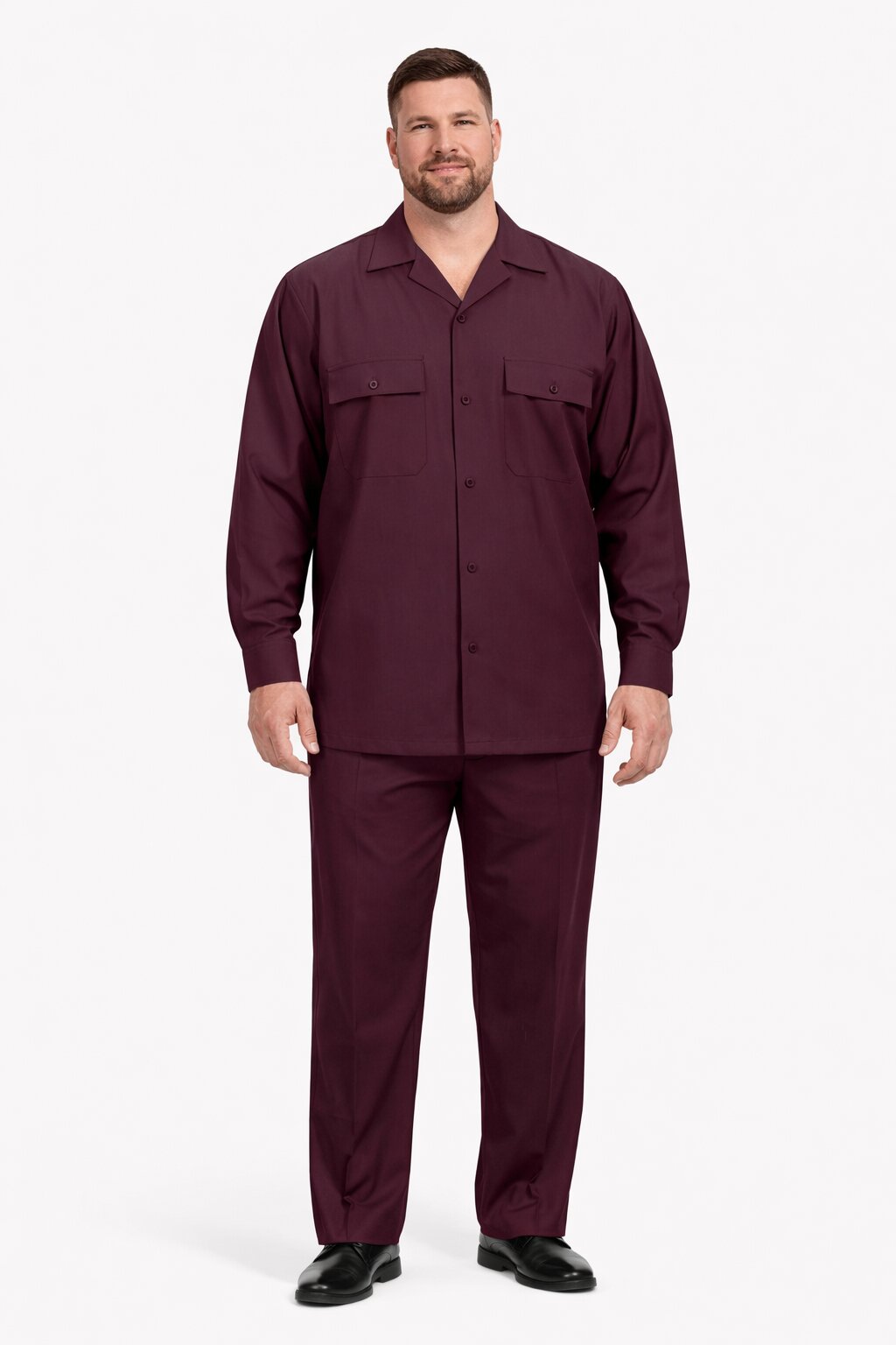 Mens Luxury Burgundy Wool Two-Piece Leisure Walking Suit - Image 6