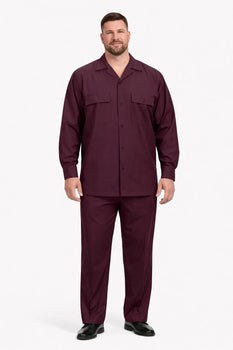 Mens Luxury Burgundy Wool Two-Piece Leisure Walking Suit - Image 6