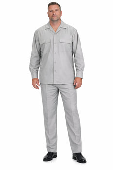 Mens Luxury Grey Wool Two-Piece Leisure Walking Suit - Image 7