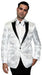 Men's Flashy Fancy Satin Shiny Tuxedo Dinners Jacket Blazer Paisley Sport Coat Silky Satin Stage Fancy Stage Party Dance White/Black