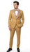 Men's Gold Embellished Tuxedo Suit + Bowtie – Slim Fit Jacket, Vest and Tailored Pants