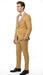 Men's Gold Embellished Tuxedo Suit + Bowtie – Slim Fit Jacket, Vest and Tailored Pants