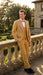 Men's Gold Embellished Tuxedo Suit + Bowtie – Slim Fit Jacket, Vest and Tailored Pants