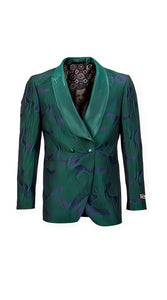 Men's Green Double Vents Shawl Lapel Tuxedo